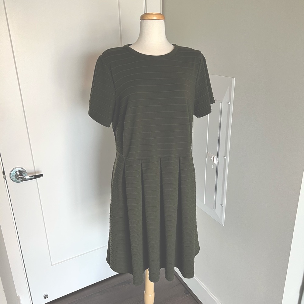 Fit and Flare Plus Green Dress from Anthropologie in 1X